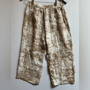 Me & Gee 100%  Linen printed cropped pants Sz S